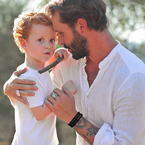 Tempbeau Cross Leather Braided Bracelet For Men - Send Gifts Box, Natural Bead Stone Strand Wristband, Black Leather Bracelets To Dad Father #TOP2