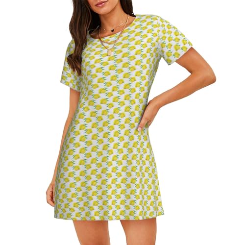 Robe de nuit légère contre la chaleur nocturne avec motif citron frais