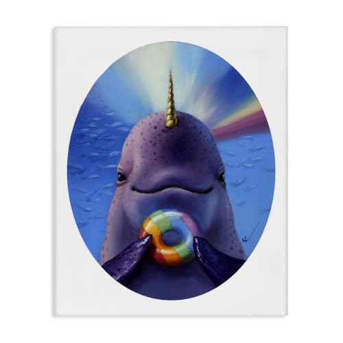 Mystic Narwhal Rainbow Donut, 24 x 30 Inch Canvas Wall Art