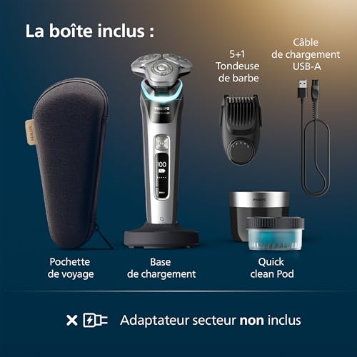 Philips Rasoir i9000 Prestige Rasoir électrique sec et humide Slate Nova avec technologie Skin IQ système Triple Lift & Cut lames rotatives 360 Dual SteelPrecision styler à barbe XP9204/ - vue 8