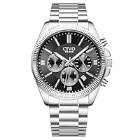 CIVO Reloj Hombre Analogico Plata: Relojes de Pulsera Acero Inoxidable - Reloj Cronografo Hombre Elegante