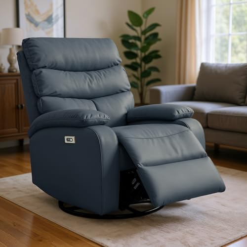 Image of DROGO Velora Electric Motorised Recliner Sofa 1 Seater with Rocking, Revolving & Rapid Recline Technology | Recliner Chairs for Home with Premium PU Fabric & Padded Body, 1 Year Warranty (Dark Grey)