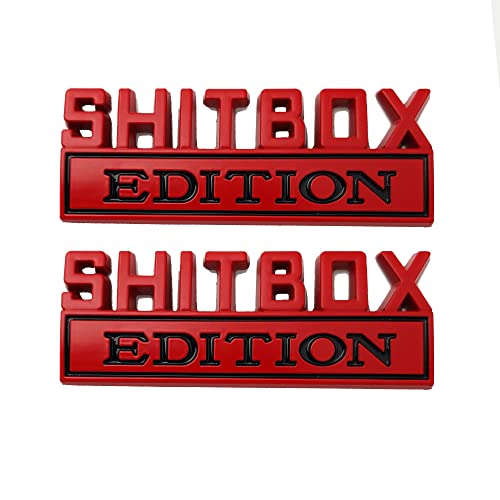 Image of 2 pcs Edition Emblems 3D Raised Metal Logo car Badge Suitable for Car and Truck SUV、car Door, Tail Box, Water Tank Personality Emblems(Red Black)