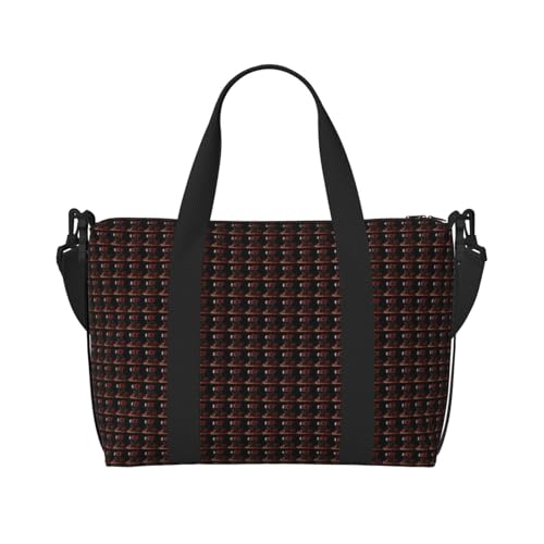Sac de voyage polyvalent mixte motif floral rose rouge et vin