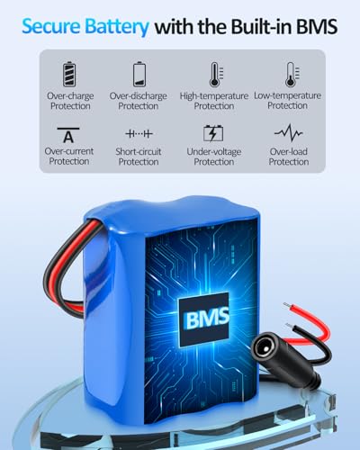 Image of 5800mAh 12V Lithium Battery, 12V Battery Pack with 12 Volt Battery Charger and Bare Leads Wire, 12Volt Rechargeable Battery for 12 Volt Devices RC Car, Boat, Robot, DIY, LED Light Strip, CCTV Camera