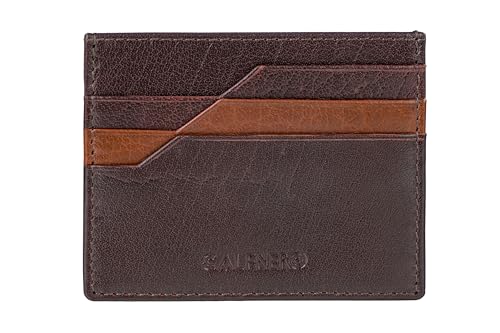 Porte-cartes fin en cuir véritable Calfnero compact et élégant