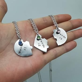 ZNTU Weirdo 1 Weirdo 2 Weirdo 3 Necklace Heart Bff Necklace for 3