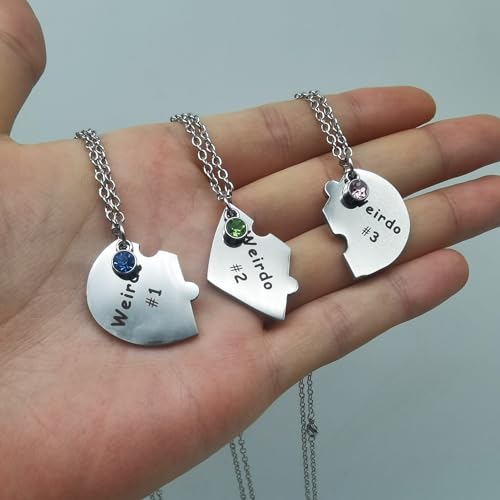 Weirdo Necklace Heart Bff for 3 Best Friend Sister Friendship Jewelry3