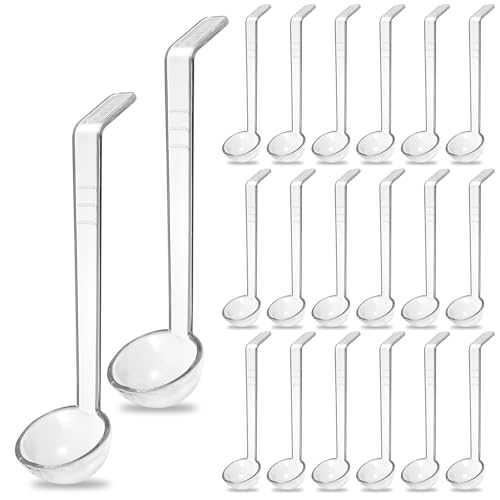 20 PCS 1 oz Plastic Soup Ladle with 7 Inches Long Handle, Mini Ladle Spoon for Serving Salad Dressings Punch Bowl Sauces and Toppings?Transparent?