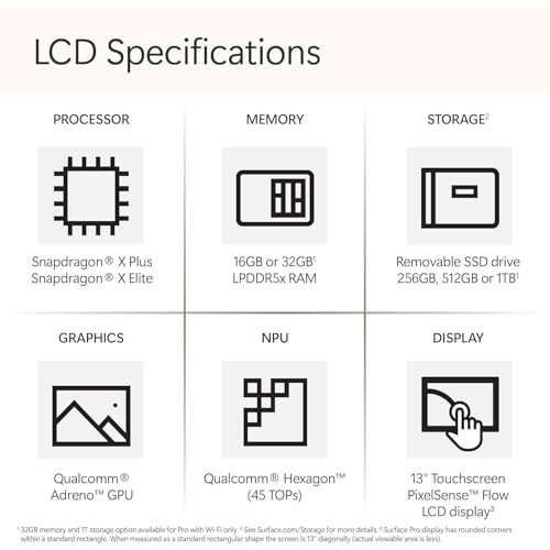 Image of Microsoft Surface Pro 11 Snapdragon X Elite Laptop /Tablet (2024), 13 inch OLED Touchscreen Display, 16GB /1TB, Windows 11 Copilot + PC Bundle with Surface Pro Keyboard, Sapphire