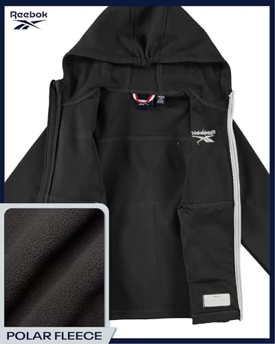 Image of Reebok Boys Fleece Jacket - Polar Fleece Lined Wind & Water Resistant Softshell Winter Jacket - Outdoor Winter Coat for Boys