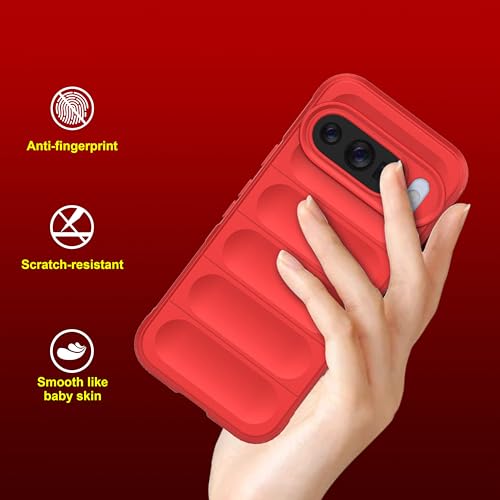 Image of amazon basics Back Case Cover for Google Pixel 10 | Compatible for Google Pixel 10 Back Cover | Liquid Silicon Magic Case with Camera Protection | Red