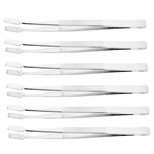 BESTYASH Clip Precision Tweezers 6pc Set Flat Tip Pointed Tweezers for Stamps Coins Jewelry Making
