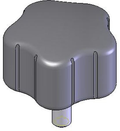 RK-73 Studded Soft-Touch Thermoplastic Five-Lobe Knob 1.52 Inch Diameter, 3/8-16 x 1 1/2 Inch Stud