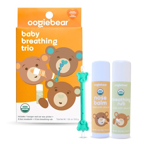 Image of oogiebear Breathing Trio for Babies: Organic Nourishing Body Balm to Relief Dry Itchy Skin - Multipurpose, Booger Picker, & Sickness Relief Chest Rub - 0.5 oz, Safe for Infants, Doctor Made