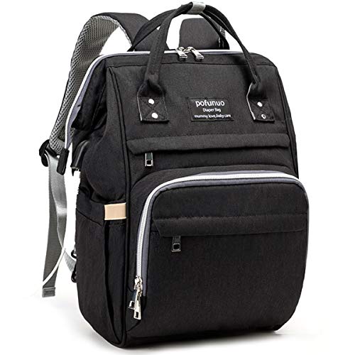 Diaper Bag Backpack,Waterproof Baby Bag for Baby Stuff Multi-Functional Travel Back Pack Maternity Nappy Bag Changing Bags with Insulated Pockets Stroller Straps and Built-in USB Charging Port (Black)