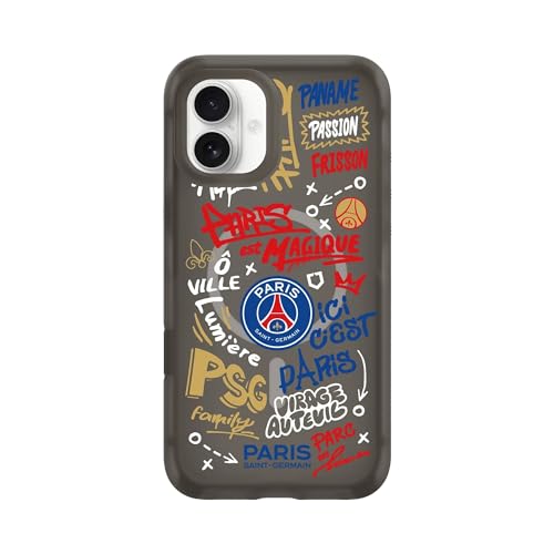 Coque MagSafe iPhone 16 Plus RhinoShield Premium Noir Pur édition d'art Graffiti PSG