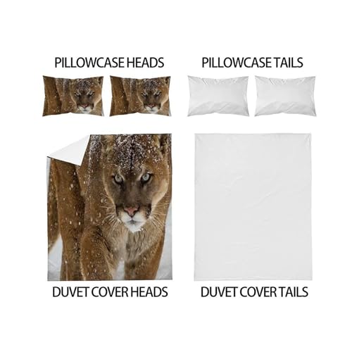 Housse de couette guépard microfibre 3D King 220x240 pour lit double - 4