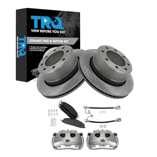 TRQ Rear Brake Pad & Rotor Kit Ceramic Compatible with 2014-2018 Ram 3500