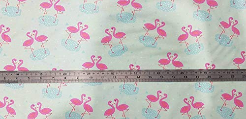 1/2 m - Rose Flamant menthe - 100% coton jersey double tricot de haute teneur en coton élastique, serre-têtes, chemises, chemises, chemises, robes de nuit de 150 cm de largeur Cover