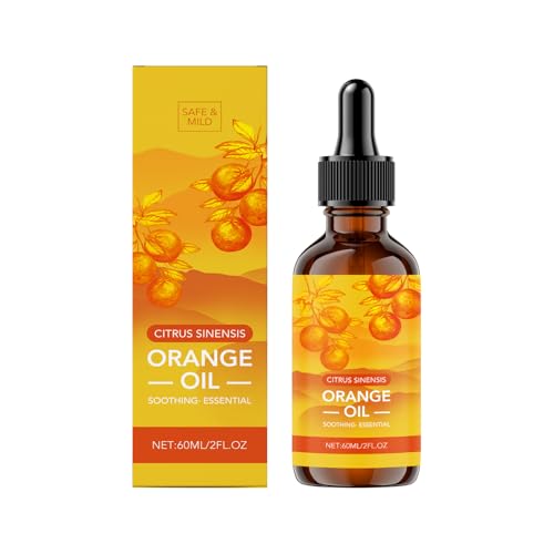 Aceite Esencial de Naranja 100% Puro y Natural (60 ml). Aroma a Naranja Dulce, ideal para difusores, humidificadores, relajación, elaboración de velas, masajes y baño