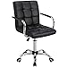 Yaheetech Chaise Bureau Fauteuil Ordinateur en Similicuir Hauteur Réglable avec Roues Pivotantes Siège et Base Plus Larges Accoudoirs Amovibles pour Chambre Studio Noir