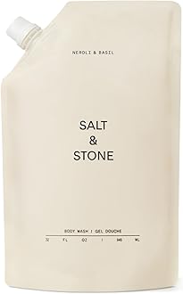 Salt & Stone Body Wash with Antioxidants for Deep Moisture | For Women & Men, Sulfate, Paraben, & Dye Free, Leaving Skin Soft and Hydrated (Neroli & Basil 32 fl oz)