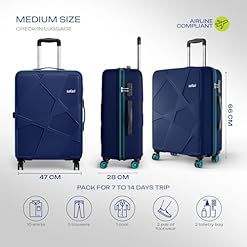 Stylish navy Safari Pentagon Pro 66 cm trolley bag hard case lightweight durable check-in luggage for travel