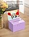 Uniclife Acrylic Donation Box with Lock and Sign Holder Purple Ballot Box with Slot Plastic Suggestion Boxes Tip Jar Cash Storage Container Drop Chest for Fundraising Voting Raffle, 6.2