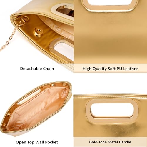 Image of DETARA Clutch Purses for Women Cut Out Handle Clutch PU Leather Evening Bag Elegant Purse for Women Formal Wedding Party