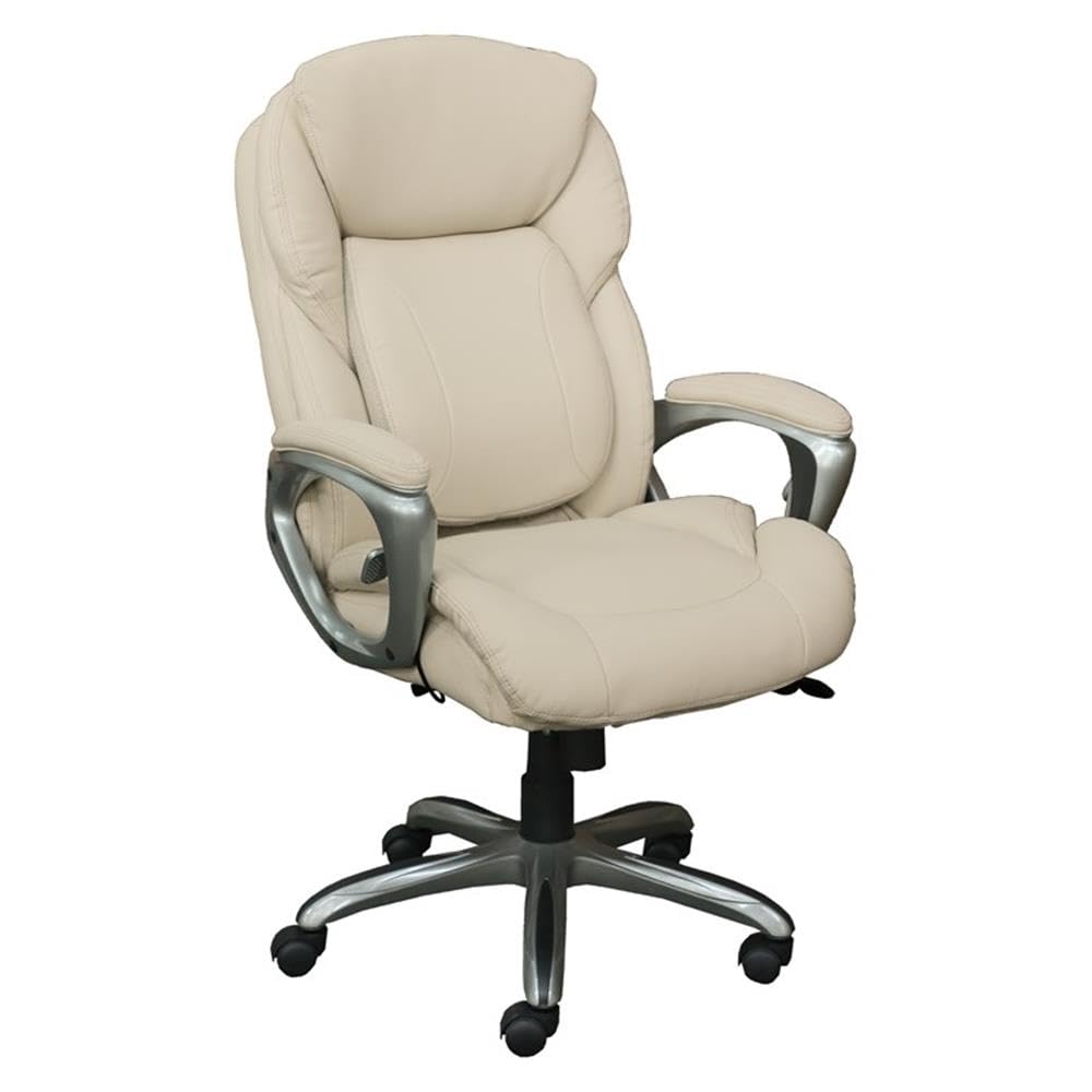 Serta My Fit Executive Office Adjustable Ergonomic Chair with Layered Cushions, Bonded Leather, Tailored Reach, Ivory