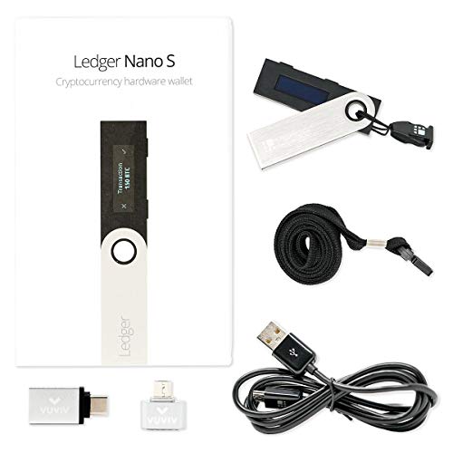 VUVIV Ledger Nano S Cryptocurrency Hardware Wallet Bundle with Micro-USB Adapter and USB-C Adapter for MacBook (3 Items)