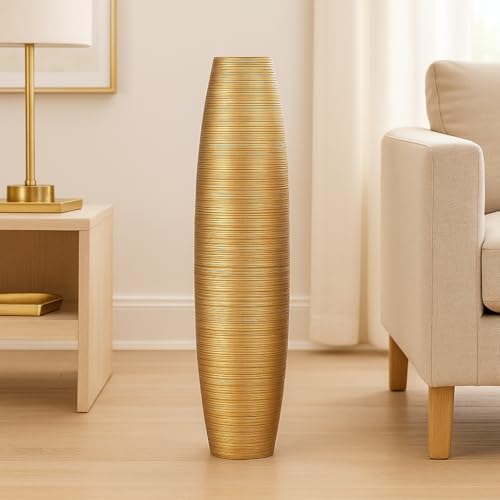 Image of Leewadee Large Floor Vase 26 inches Mango Wood for Pampas Grass, Dried Flowers