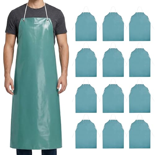Image of Xpose Safety Heavy Duty Vinyl Waterproof Aprons, White - For Home, Industrial and Commercial Use - Chemical Resistant (Green, 12 Pack)
