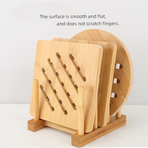 Natural Bamboo Ceramic Pot Tray Heat Insulation Pad, Durable Anti-Hot Pad for Dishes, Teapot, Hot Pot Holders, Soup Bowl Tray Table Mat (5.9 * 5.9, Round) — view 3
