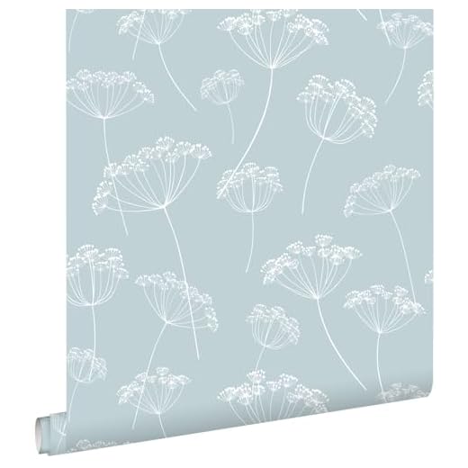 Tapete Doldenblütler Hellblau und Weiß - 139102 - von ESTAhome