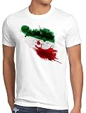 CottonCloud Flagge Iran Herren T-Shirt Fußball Sport Teheran WM EM Fahne, Größe:M, Farbe:Weiß