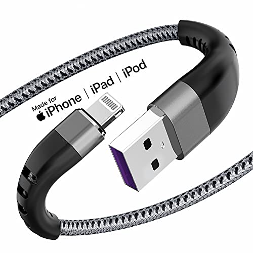 Image of Apple MFi Certified 3 Pack iPhone Charger 6ft, Long Lightning Cable Strong Nylon Braided Charging Cable 6 Foot, Fast iPhone USB Cord for Apple iPhone 14 /13 /12 /11 /X /XS /XR /8 /iPad Mini Air-Gray