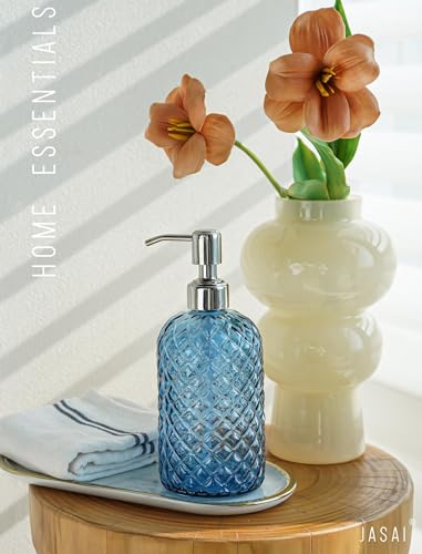 Jasai GB-GD-2 18Oz Gem Patterned Glass Soap Dispenser For Kitchen, Refillable Hand Soap Dispenser With Rust Proof Stainless Steel Pump, Clear Soap Dispenser Bathroom For Dish Soap thumb #5