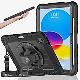 Kloium Case for iPad (A16) 11th Generation (2025) & iPad 10th Generation 10.9', Heavy Duty Shockproof Rugged iPad Case for Kids with 360° Rotating Stand, Pencil Holder, Shoulder Strap