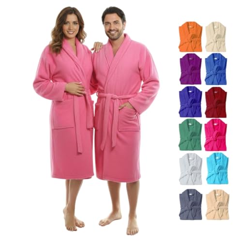 HaraDeco Albornoz Unisex 100% Algodón 380gsm de Rizo Suave y Alta Absorción Para Mujer Hombre, Bata de Baño Ligera para Ducha Hogar Spa y Hotel