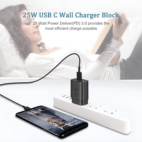 Image of Original Samsung 25W Type-C Charger Set with 3ft C to C Cable Compatible with Samsung Galaxy S23 Fe /S21fe /A55 /M55 /F55 /M15 /F15 /A15 /M14 /A14 /M34, 25watt USB C PD 3.0 Super Fast Charging Adaptor, Black