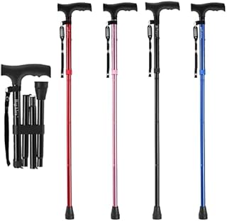 BigAlex Folding Cane,Adjustable Collapsible Cane,Foldable Walking Cane for Men,Women,Lightweight,Adjustable,Portable Hand Walking Stick - Balancing Mobility Aid - Sleek, Comfortable T Handles