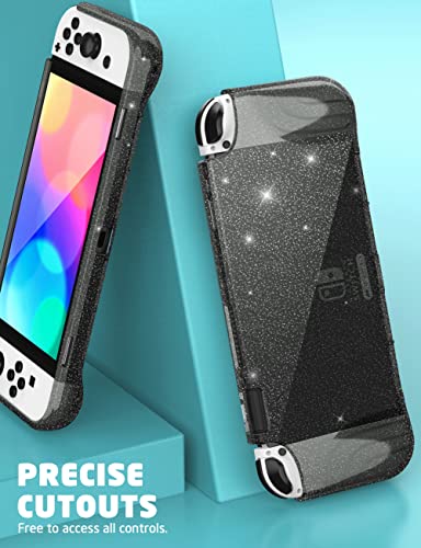 Image of Mumba Case for Switch OLED 2021, [Thunderbolt Series] Protective Glitter Bling Cover with TPU Grip Compatible with New Switch OLED 7 Inch Console and Joy-Con Controller (Shadow)
