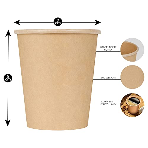 Foto von Zubees Einweg Pappbecher - 50 Stück Coffee to go Pappbecher 200ml [8 Oz] - Kaffeebecher to go - Bio Einweg Kaffeebecher Pappe für Heißgetränke wie Kaffee und Tee oder Kaltgetränke