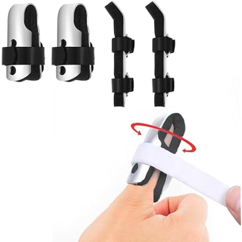 Reppkyh Pinky Finger Splints for Small Fingers, 4 Pieces Metal Finger Support Mallet Finger Knuckle Immobilization with Soft Foam Inner Band and Protective Vent Cover