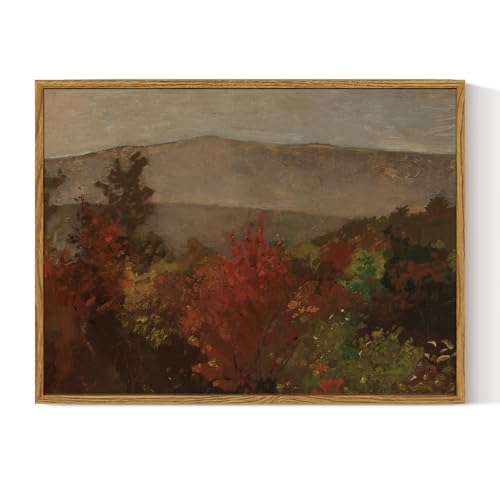 ARPEOTCY Vintage Framed Canvas Wall Art, Autumn Rustic Landscape Art Prints, Vintage Fall Decor for Living Dining Room Cabin Fireplace Thanksgiving, Country Farmhouse Cottage Decor, 12x16 Inch