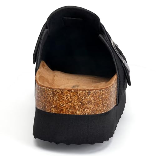 Image of Torotto Womens Clogs Cork Footbed Suede Slippers Arch Support Potato Shoes with Adjustable Buckle