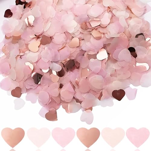 12000 confeti de corazones biodegradables, multicolor, confeti para bodas, 100 g, papel de seda, decoración para bodas, día de San Valentín, aniversario, cumpleaños, (3 colores)