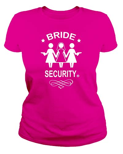 IDEAMAGLIETTA AN0003 Maglietta Addio al Nubilato : Bride Security Sposa, t-Shirt Idea Regalo Divertente Ironica (XL, Fucsia)